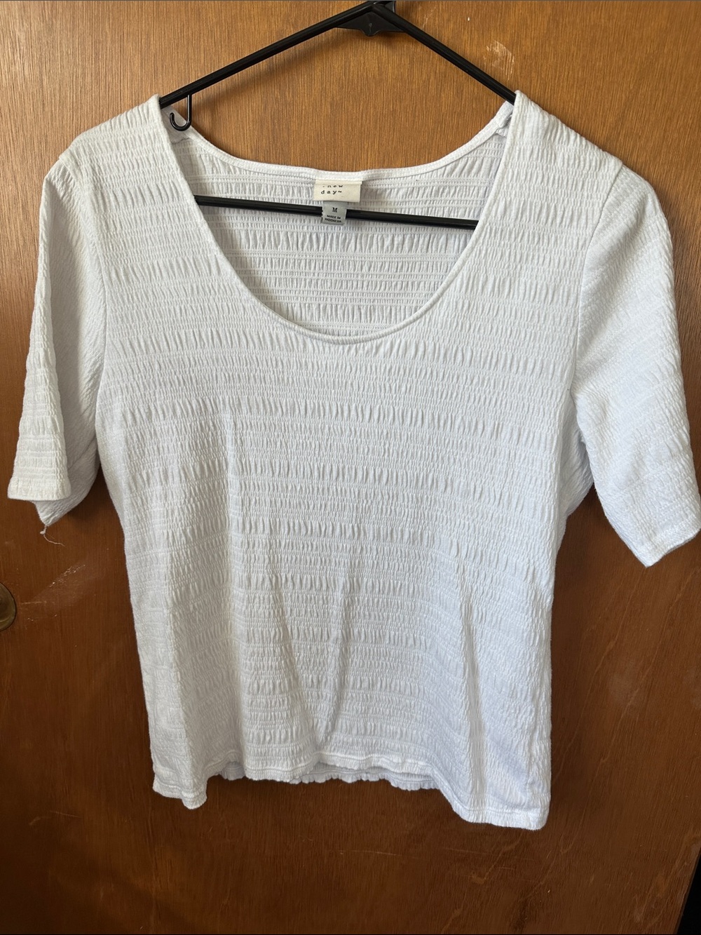 a new day White Textured Scoop Neck Short Sleeve Tee